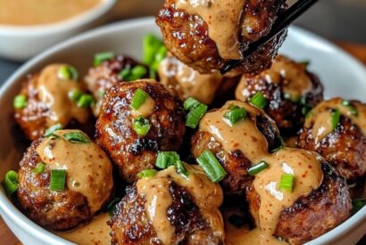 Thumbnail for Korean BBQ Meatballs with Spicy Mayo Dip