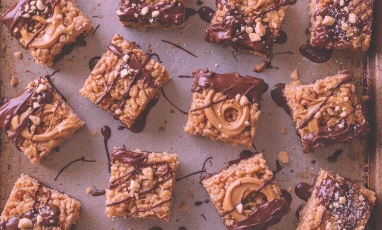 Thumbnail for Peanut Butter Bars with Chocolate Rice Krispies – Easy No-Bake Dessert
