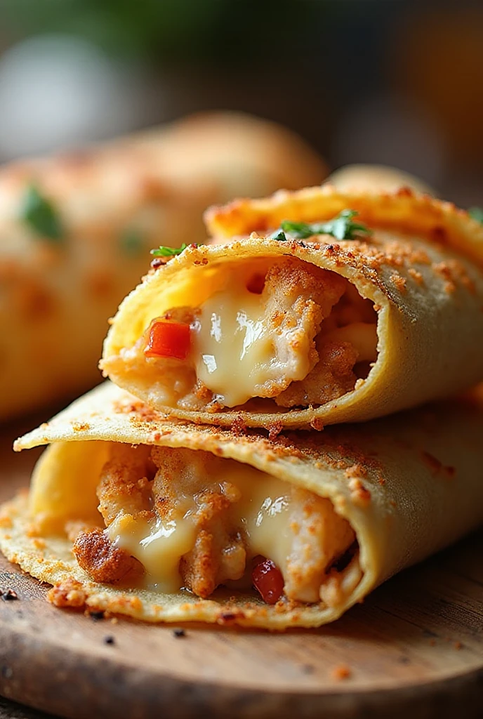 Thumbnail for Cheesy Garlic Chicken Wraps – Crispy, Golden & Irresistible